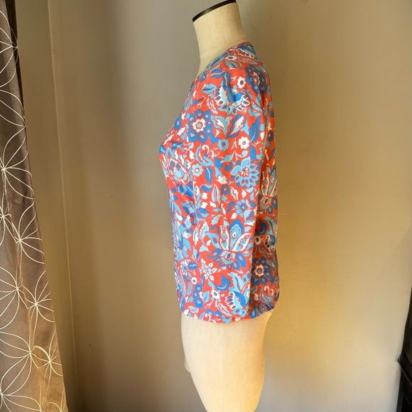 J. McLaughlin Women’s Catalina Cloth Floral Peach Blue Long Sleeve Top Sz S - Picture 3 of 8